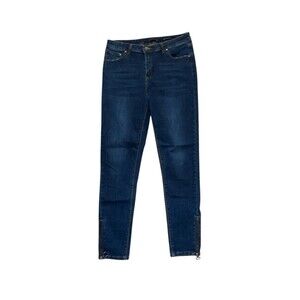029-014 LaLa‎ Anthony Women Size 33 Blue Calf Zip Stiletto Skinny Jeans